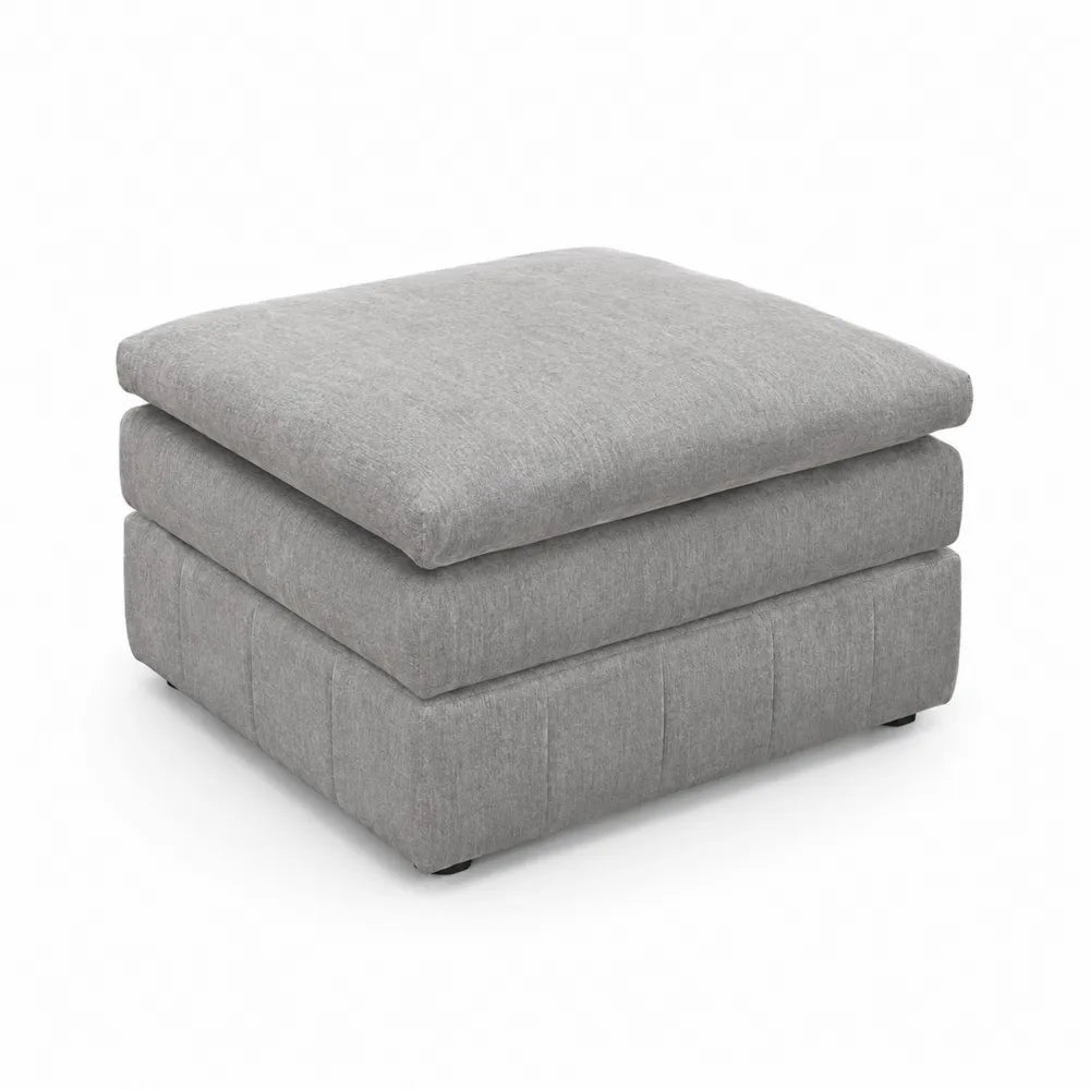 Grauer Fußhocker aus Polyestergewebe 70x70x45 cm