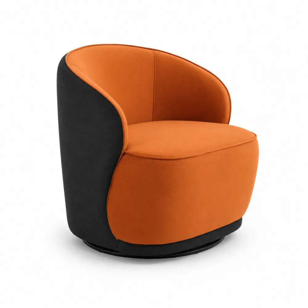 Stoffsessel Drehbar in Mikrofaser Orange und Schwarz