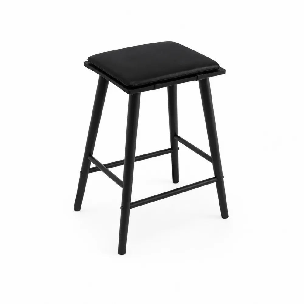 Barhocker mit Metallrahmen und PU-Leder Sitz Schwarz