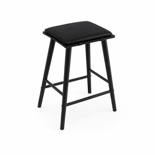 Barhocker mit Metallrahmen und PU-Leder Sitz Schwarz