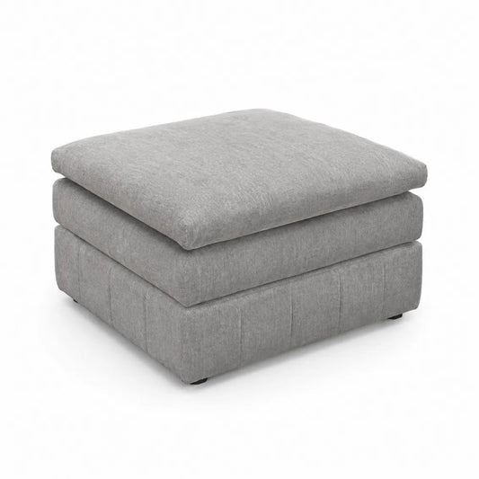 Grauer Fußhocker aus Polyestergewebe 70x70x45 cm