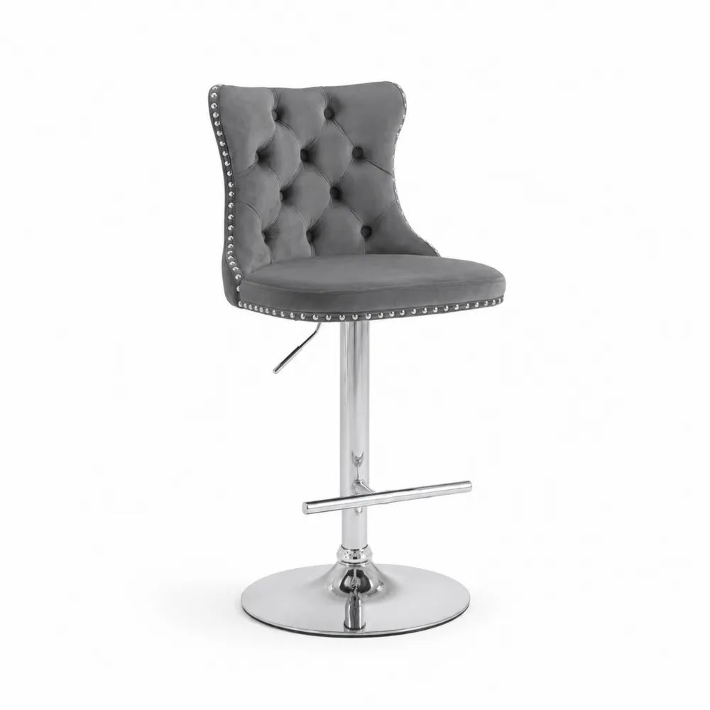 Barhocker Metall Grau Höhenverstellbar