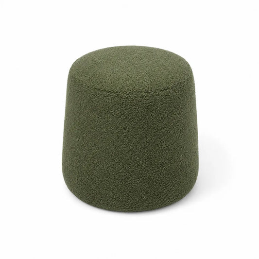 Runder Fußhocker Bouclé Stoff Grün 40cm