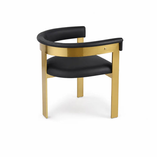Stuhl aus PU-Leder mit goldenem Rahmen, Schwarz