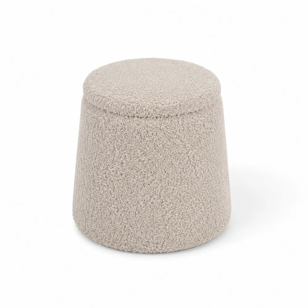 Runder Bouclé-Hocker Beige