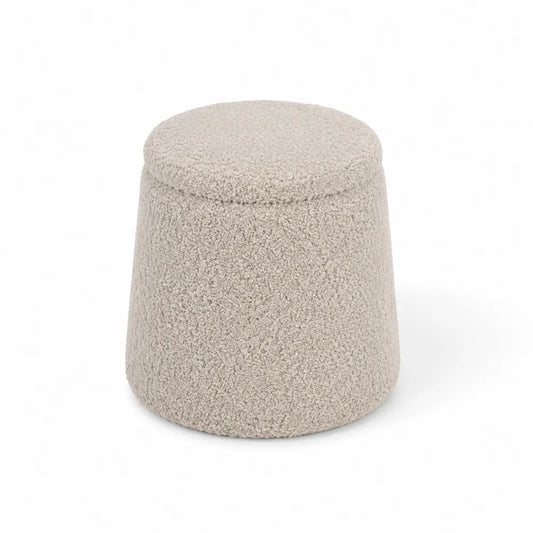 Runder Bouclé-Hocker Beige
